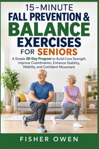 15-Minute Fall Prevention & Balance Exercises for Seniors: A Simple 28-Day Program to Build Core Strength, Improve Coordination, Enhance Stability, Mo cover