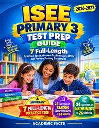 ISEE Primary 3 Test Prep Guide: 7 Full-Length Practice Tests, Answer Explanations With Top Proven Passing Strategies cover
