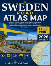 Sweden Road Atlas Map: Explore Scenic Roads, Cities, Lakes, Mountains, Archipelagos, and Coastal Routes with Easy-to Read Large-Print Maps for Stress- cover