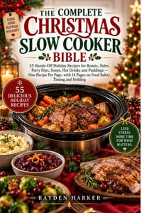 The Complete Christmas Slow Cooker Bible: 55 Hands-Off Holiday Recipes for Roasts, Sides, Party Dips, Soups, Hot Drinks and Puddings cover