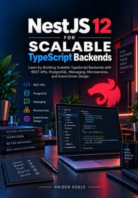 NestJS 12 for Scalable TypeScript Backends: Learn by Building Scalable TypeScript Backends with REST APIs, PostgreSQL, Messaging, Microservices, and E cover