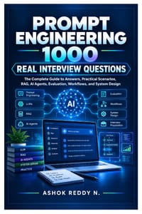 Prompt Engineering 1000 Real Interview Questions: The Complete Guide to Answers, Practical Scenarios, RAG, AI Agents, Evaluation, Workflows, and Syste cover