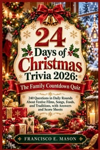24 Days of Christmas Trivia 2026: The Family Countdown Quiz 240 Questions in Daily Rounds About Festive Films, Songs, Foods, and Traditions, with Answ cover