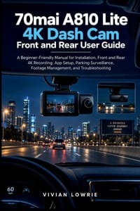 70mai A810 Lite 4K Dash Cam Front and Rear user guide: A Beginner-Friendly Manual for Installation, Front and Rear 4K Recording, App Setup, Parking Su cover