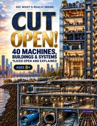 Cut Open!: 40 Machines, Buildings & Engineering Systems Sliced Open - A Visual STEM Encyclopedia to How Things Work for Kids Ages 8 + cover