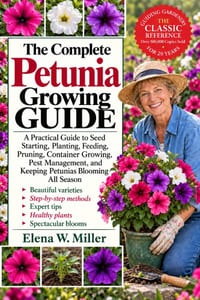 The Complete Petunia Growing Guide: A Practical Guide to Seed Starting, Planting, Feeding, Pruning, Container Growing, Pest Management, and Keeping Pe cover