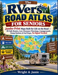 The RVer's Road Atlas for Seniors: Jumbo-Print Maps Built for Life on the Road - RV-Safe Routes, Low-Clearance Warnings, Campgrounds, Dump Stations & cover