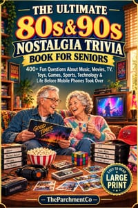 The Ultimate 80s & 90s Nostalgia Trivia Book for Seniors: 400+ Fun Questions About Music, Movies, TV, Toys, Games, Sports, Technology & Life Before Mo cover