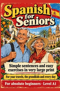 Spanish For Seniors: Simple sentences and easy exercises in very large print - For your travels, the grandkids and every day - For absolute beginners cover