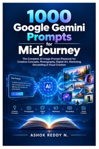 1000 Google Gemini Prompts for Midjourney: The Complete AI Image Prompt Playbook for Creative Concepts, Photography, Digital Art, Marketing, Storytell cover