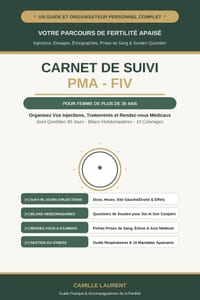 Carnet de Suivi PMA FIV: Organisateur Quotidien pour Femme de Plus de 35 Ans: Traitement, Injections, Rendez-vous Médicaux et Humeur (136 Pages) cover