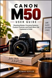 Canon M50 User Guide: Shooting Modes, Focusing Systems, Custom Controls, and Every Menu Tab Explained in Order cover