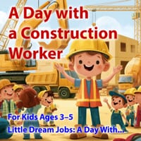 A Day with a Construction Worker: A Fun Construction Site Adventure for Kids Ages 3-5 to Discover Trucks, Tools, Building, and Teamwork cover