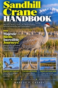 Sandhill Crane Handbook: A Complete Guide to Calls, Courtship Dances, Feeding, Migration, Nesting, Family Life, Wetland Habitat, Seasonal Gatherings, cover