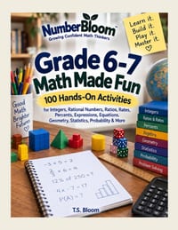 Grade 6-7 Math Made Fun: 100 Hands-On Activities for Integers, Rational Numbers, Ratios, Rates, Percents, Expressions, Equations, Geometry, Statistics cover