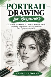 Portrait Drawing for Beginners: A Step by Step Guide to Drawing Realistic Faces, Mastering Proportions, Shading, Features, and Expressive Portraits cover