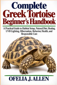 Complete Greek Tortoise Beginner's Handbook: A Practical Guide to Habitat Setup, Natural Diet, Heating, UVB Lighting, Hibernation, Behavior, Health, a cover