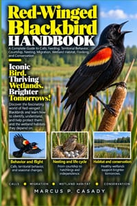 Red-Winged Blackbird Handbook: A Complete Guide to Calls, Feeding, Territorial Behavior, Courtship, Nesting, Migration, Wetland Habitat, Flocking, and cover