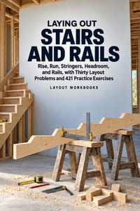 Laying Out Stairs and Rails: Rise, Run, Stringers, Headroom, and Rails, with Thirty Layout Problems and 421 Practice Exercises cover