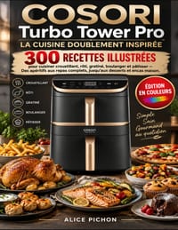 COSORI Turbo Tower Pro - La Cuisine Doublement Inspirée: 300 recettes illustrées pour cuisiner croustillant, rôti, gratiné, boulanger et pâtisser - De cover