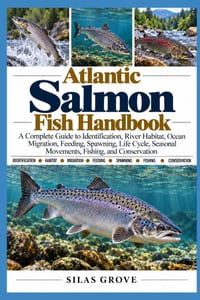 Atlantic Salmon Fish Handbook: A Complete Guide to Identification, River Habitat, Ocean Migration, Feeding, Spawning, Life Cycle, Seasonal Movements, cover