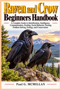 Raven and Crow Beginners Handbook: A Complete Guide to Identification, Intelligence, Communication, Feeding, Social Behavior, Nesting, Problem Solving cover