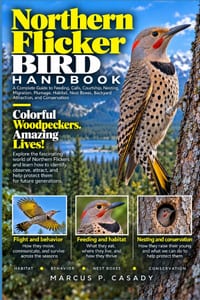 Northern Flicker Bird Handbook: A Complete Guide to Feeding, Calls, Courtship, Nesting, Migration, Plumage, Habitat, Nest Boxes, Backyard Attraction, cover
