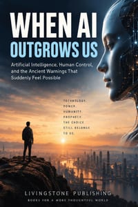 When AI Outgrows Us by Livingstone Publishing: Artificial Intelligence, Human Control, and the Ancient Warnings That Suddenly Feel Possible. cover