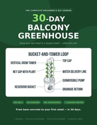 30-Day Balcony Greenhouse: A Beginner's DIY Hydroponic Tower Guide to Growing Lettuce, Herbs, and Salad Greens in 1 Square Meter with No Soil, No Gard cover