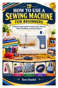 How to Use a Sewing Machine for Beginners: A Step-by-Step Guide to Setup, Basic Stitches, Fabric Handling, and Easy Projects cover