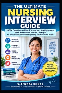 The Ultimate Nursing Interview Guide: 1000+ Questions, Clinical Scenarios, Model Answers, Mock Interviews & Proven Strategies for New Graduate, Experi cover