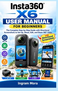 Insta360 X6 User Manual for Beginners: The Complete Step-by-Step Guide with Directional Screenshots to Set Up, Shoot, Edit, and Share 360° Video cover