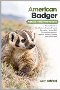 American Badger Natural History Handbook: A Practical Guide to Identification, Grassland Habitat, Burrowing, Hunting, Diet, Territory, Reproduction, S cover