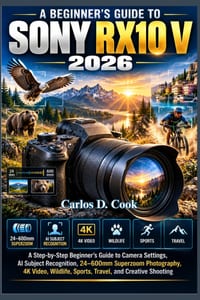A Beginner's Guide to Sony Rx10 V 2026: A Step-by-Step Beginner's Guide to Camera Settings, AI Subject Recognition, 24-600mm Superzoom Photography, 4K cover