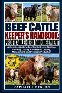 Beef Cattle Keeper's Handbook: PROFITABLE HERD MANAGEMENT: A Complete Guide to Beef Cattle Breeds, Nutrition, Breeding, Calving, Herd Health, Grazing, cover