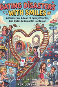 Dating Disasters with Smiles: A Caricature Album of Funny Couples, Bad Dates & Romantic Confusion (Black&White Edition) cover