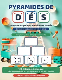 Pyramides de dés: Compter les points, additionner les dés - 120 énigmes de calcul pour les enfants de 4 à 6 ans - Compter et additionner jusqu'à 20, d cover