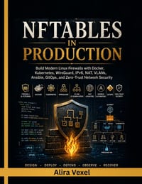 Nftables in Production: Build Modern Linux Firewalls with Docker, Kubernetes, WireGuard, IPv6, NAT, VLANs, Ansible, GitOps, and Zero-Trust Network Sec cover