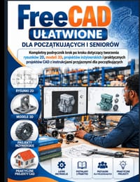 FreeCAD ULATWIONE DLA POCZĄTKUJĄCYCH I SENIORÓW: Kompletny podręcznik krok po kroku dotyczący tworzenia rysunków 2D, modeli 3D, pr cover