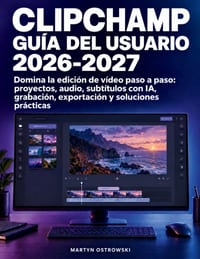 Clipchamp Guía del Usuario 2026-2027: Domina la edición de vídeo paso a paso: proyectos, audio, subtítulos con IA, grabación, exportación y soluciones cover