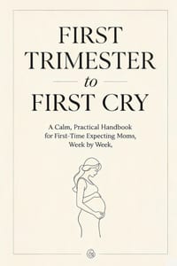 First Trimester to First Cry: A calm, practical handbook for first-time expecting moms, week by week cover