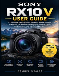 Sony Rx10 V User Guide: A Complete Step-by-Step Guide to Camera Settings, Autofocus, 24-600mm Photography, Wildlife, Video, Customisation, and Advance cover