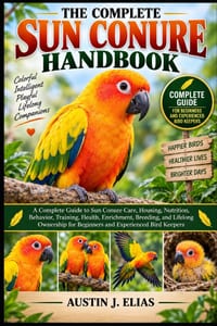 The Complete Sun Conure Handbook: A Complete Guide to Sun Conure Care, Housing, Nutrition, Behavior, Training, Health, Enrichment, Breeding, and Lifel cover