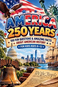 America 250 Trivia for Kids: 100 Fun Questions & Amazing Facts About 250 Years of American History Ages 8-12 cover