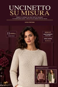 Uncinetto Su Misura: Maglioni E Cardigan Top Down Belli Da Indossare: 15 Modelli Passo Passo + BONUS KIT PER ADATTARLI ALLE TUE MISURE + VIDEO LEZIONI cover