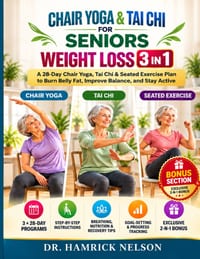 Chair Yoga & Tai Chi for Seniors Weight Loss 3 in 1: A 28-Day Chair Yoga, Tai Chi & Seated Exercise Plan to Burn Belly Fat, Improve Balance, and Stay cover