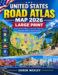 United States Road Atlas Map 2026 - Large Print: Detailed Road Maps, Interstate Highways, National Parks & Scenic Drives cover