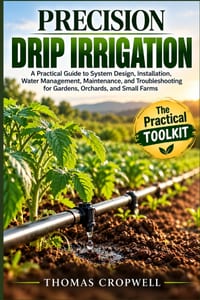 Precision Drip Irrigation: A Practical Guide to System Design, Installation, Water Management, Maintenance, and Troubleshooting for Gardens, Orchards, cover
