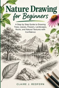 Nature Drawing for Beginners: A Step by Step Guide to Drawing Trees, Leaves, Flowers, Landscapes, Rocks, and Natural Textures with Confidence cover