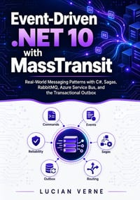 Event-Driven .NET 10 with MassTransit: Real-World Messaging Patterns with C#, Sagas, RabbitMQ, Azure Service Bus, and the Transactional Outbox cover